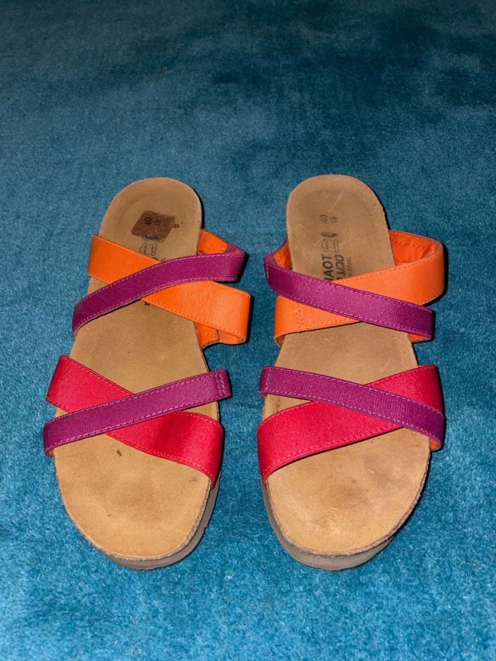 Naot Women's Triple-Strap Slide Sandals in Orange, Pink & Purple